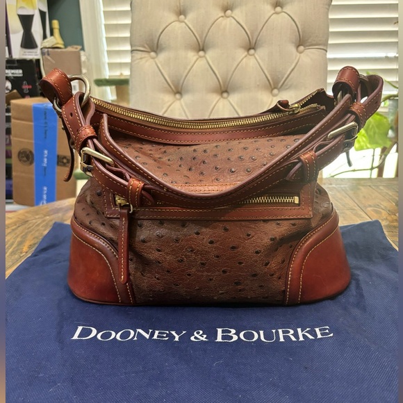 Dooney & Bourke Cognac Ostrich Hobo - Picture 2 of 11